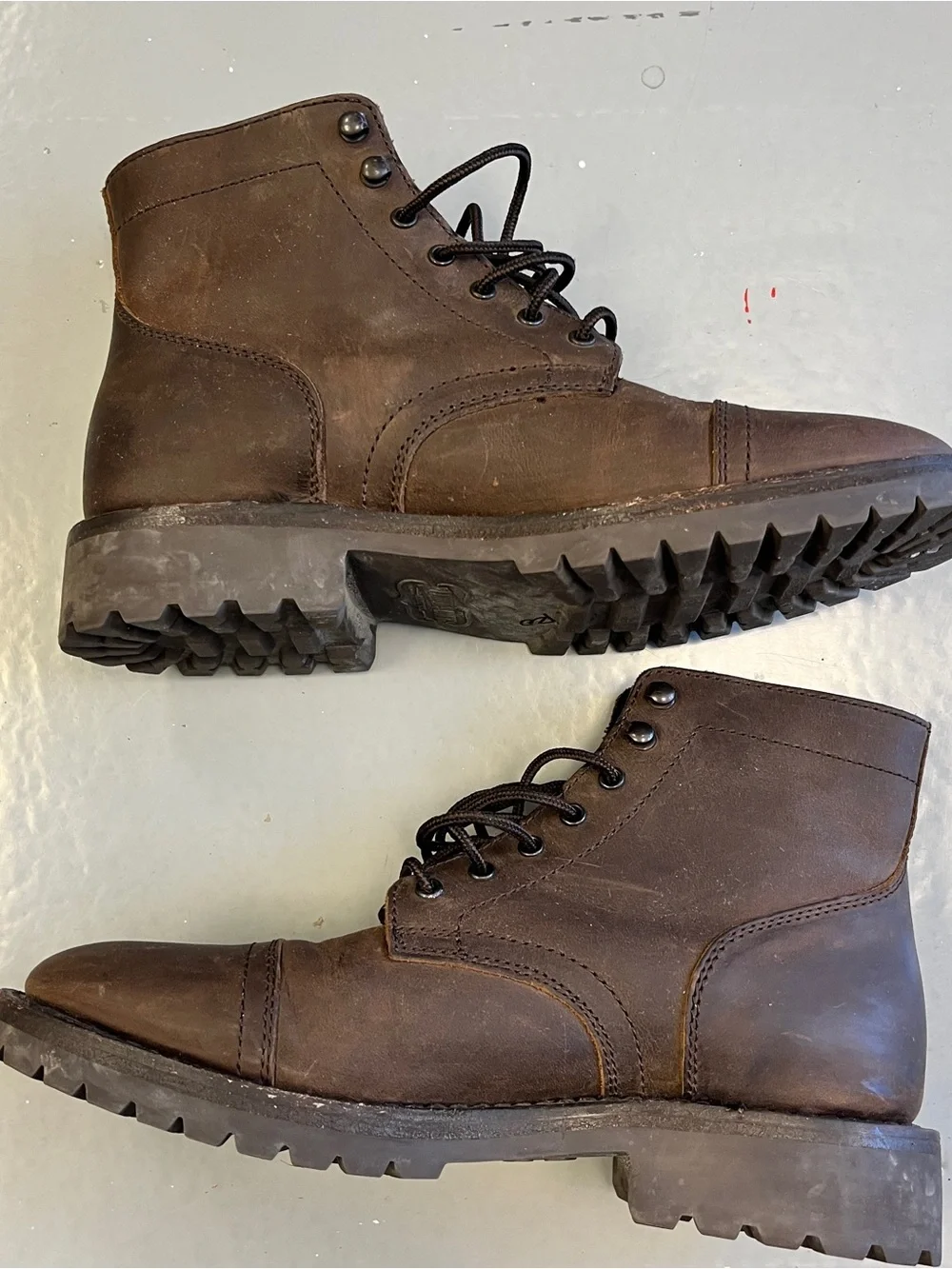 Thursday Boot Company Men's Brown Leather Cap Toe Lace-Up Boots size 7.5
